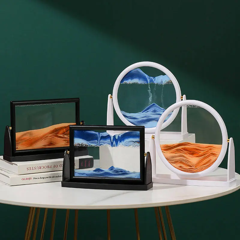 Mesmerizing Moving Sand Art Picture - 3D Deep Sea Sandscape Display for Relaxation & Home Decor