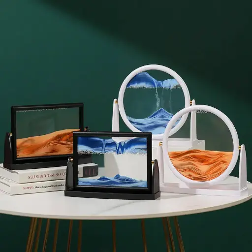 Mesmerizing Moving Sand Art Picture - 3D Deep Sea Sandscape Display for Relaxation & Home Decor