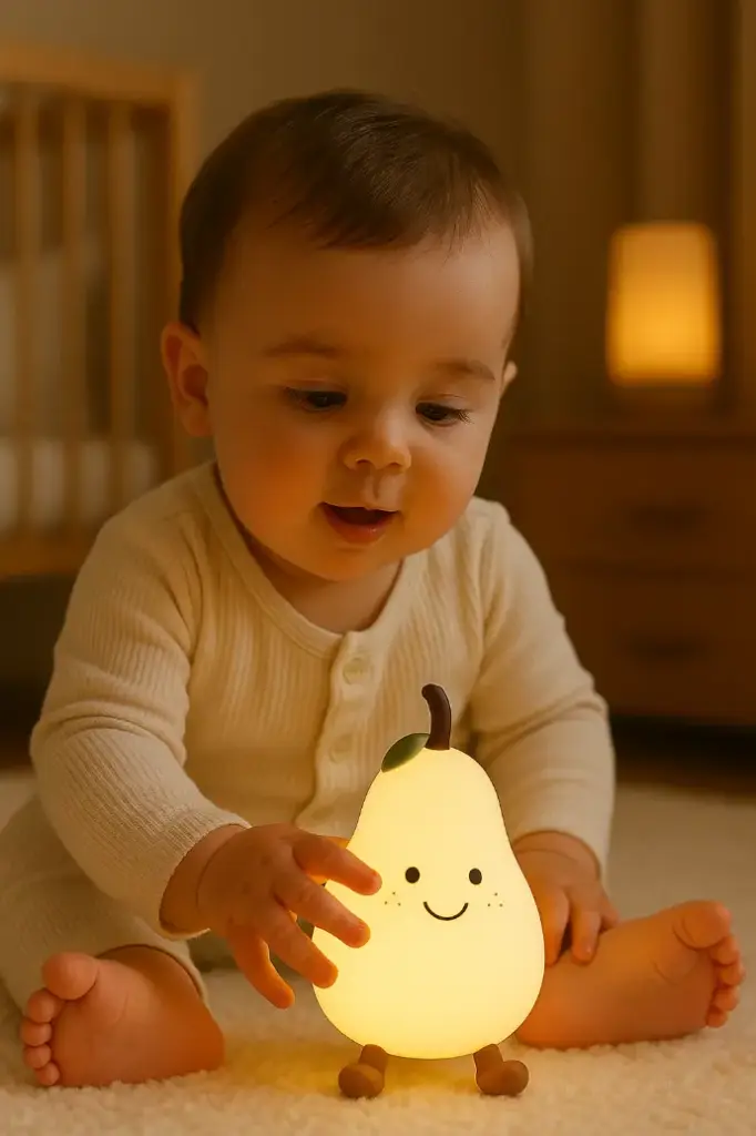 Pear Silicone Night Light - Rechargeable Dimmable LED Lamp with Timer for Kids & Baby Nursery